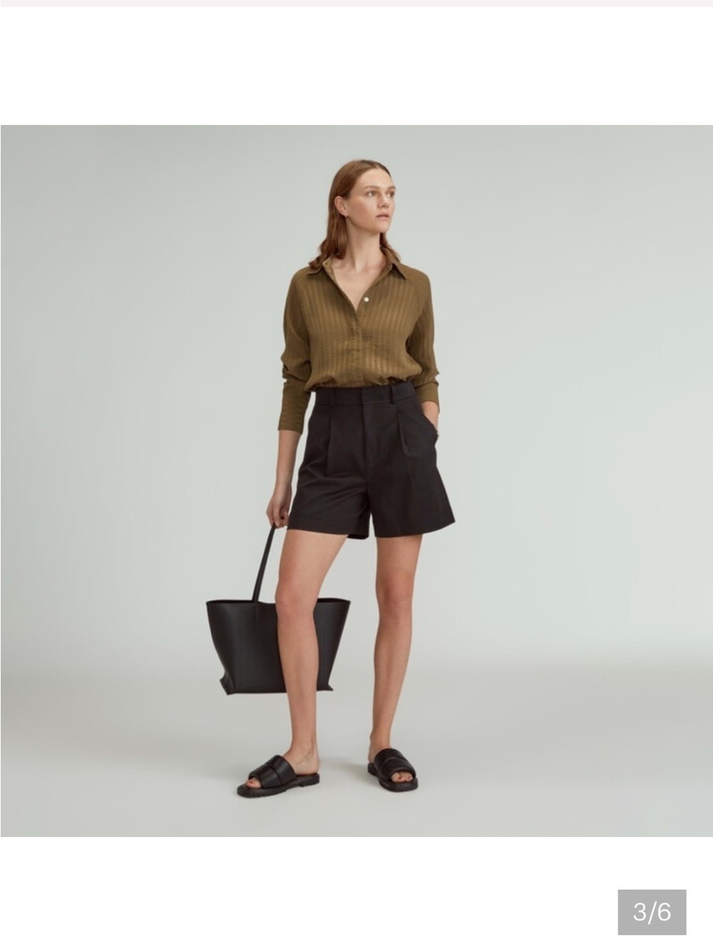 Everlane the Draper buttersmooth pleated black high waisted shorts